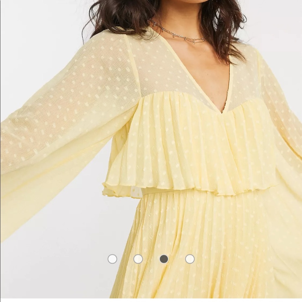 ASOS double pleated mini dress yellow